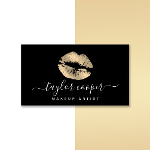 Moderne, schwarze und goldene Lippen  Visitenkarte