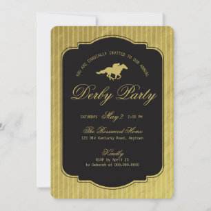 Moderne schwarze und goldene Pferderennen Derby Re Einladung