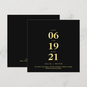 Moderne schwarze und goldene quadratische Save-the Einladung