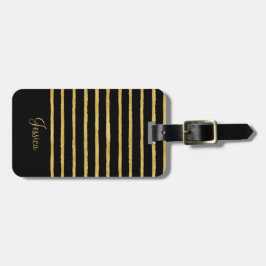Moderne schwarze und goldene Streifen Gepäckanhänger