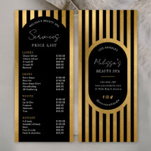 Moderne schwarze und goldene Streifen Salon-Preisl