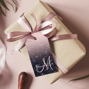 Moderne schwarze und rosa Glitter-Sparkles-Name  Geschenkanhänger