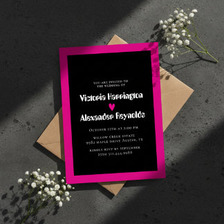 Moderne schwarze und rosa Hochzeitseinladung Einladung
