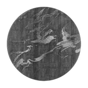 Moderne schwarze und silberne Marmoroptik Schneidebrett