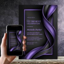 Moderne schwarze und violette Ruhestandsfeier