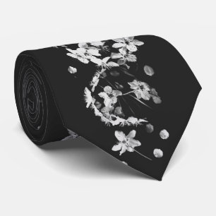 MODERNE SCHWARZE UND WEISSE BLUMENSCHEIBE KRAWATTE