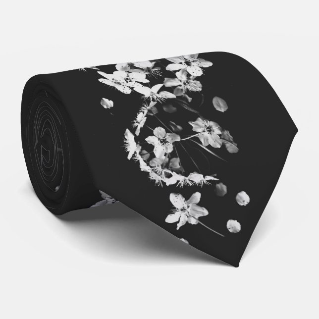 MODERNE SCHWARZE UND WEISSE BLUMENSCHEIBE KRAWATTE (Gerollt)
