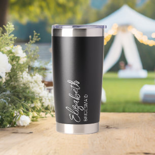 MODERNE SCHWARZE UND WEISSE BRIDESMAID TUMBLER THERMOBECHER