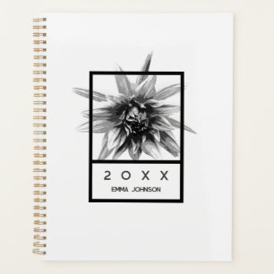 Moderne Schwarze und Weiße Dahlien-Blumenmotive Pe Planer