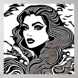 Moderne schwarze und weiße Frauen Poster