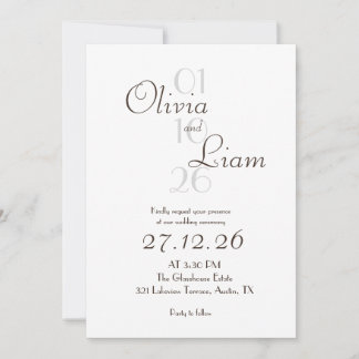 Moderne schwarze und weiße Hochzeitseinladung mit Einladung