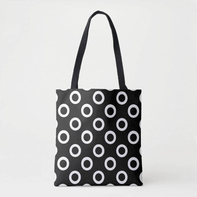 Moderne schwarze und weiße Kreise Totbeutel Tasche (Vorderseite)