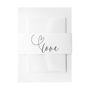 Moderne schwarze und weiße Liebes-Herzen-Minimal-H Einladungsbanderole