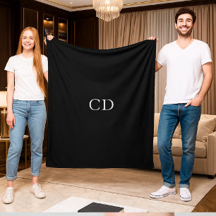 Moderne schwarze und weiße monogrammierte Initiale Fleecedecke