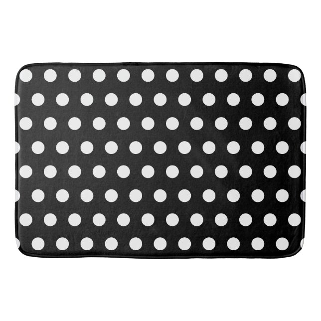 Moderne schwarze und weiße Polka-Punkte Badematte (Vorderseite)