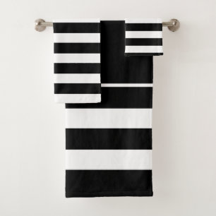 Moderne schwarze und weiße Polka-Punkte Badhandtuch Set