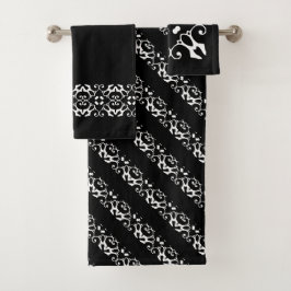 Moderne schwarze und weiße Polka-Punkte Badhandtuch Set