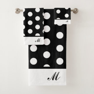 Moderne schwarze und weiße Polka-Punkte Badhandtuch Set