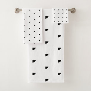 Moderne schwarze und weiße Polka-Punkte Badhandtuch Set