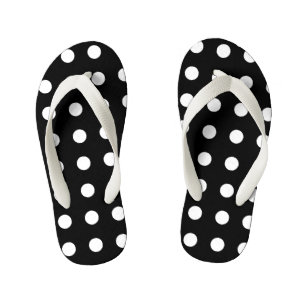 Moderne schwarze und weiße Polka-Punkte Kinderbadesandalen