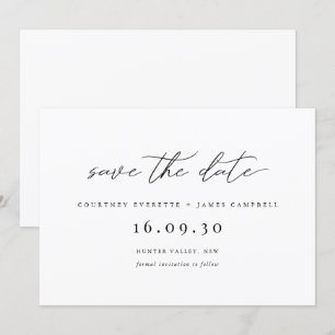 Moderne schwarze und weiße Save-the-Date-Hochzeits Einladung