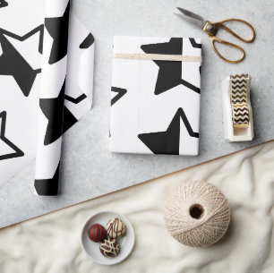 Moderne schwarze und weiße Sterne Geschenkpapier