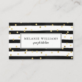 Moderne schwarze und weiße Streifen Gold Polka Pun Visitenkarte