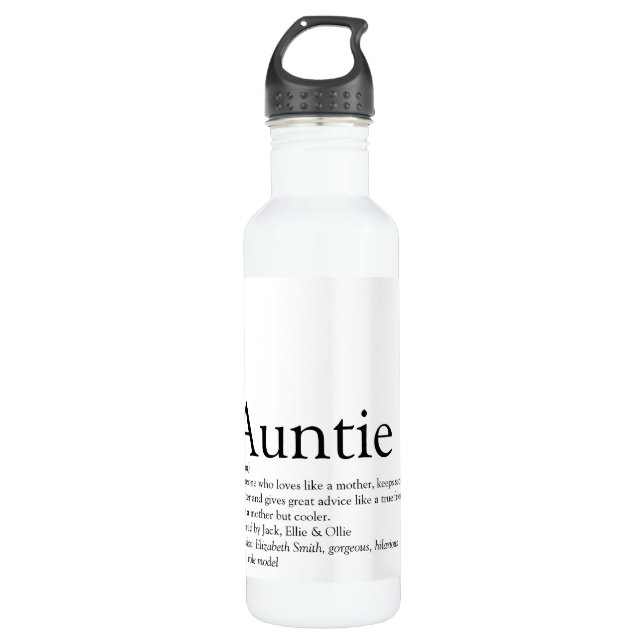 Moderne schwarze und weiße Tante - Definition Edelstahlflasche (Vorderseite)