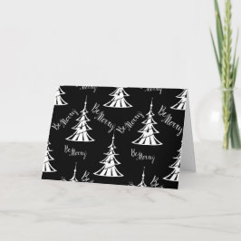 Moderne schwarze und weiße Weihnachtsbaumen Weihna Karte