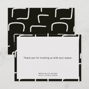 Moderne schwarze urbane geometrische Muster Dankeskarte