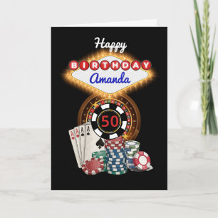 Moderne schwarze Vegas-Casino-Nacht-Themen-Geburts Karte