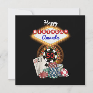 Moderne schwarze Vegas-Casino-Nacht-Themen-Geburts Karte