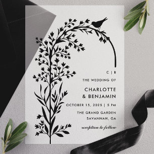 Moderne schwarze Vogel- und Zweig-Hochzeit