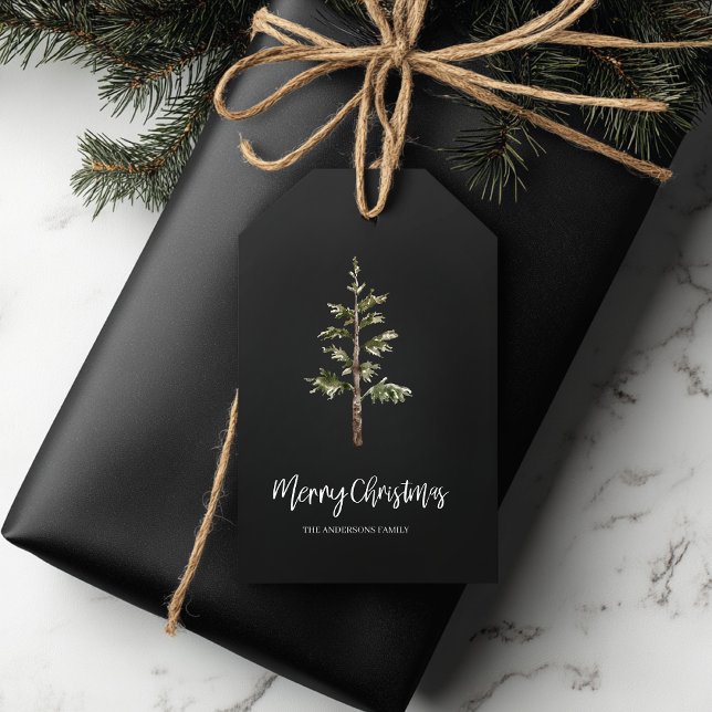 “Moderne schwarze Weihnachtsgrüße Geschenkanhänger (Von Creator hochgeladen)