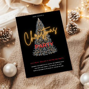 Moderne Schwarze Weihnachtszeit-Party Einladung