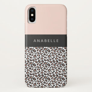 Moderne Schwarze, Weiß und Pfirsichtierleopard Case-Mate iPhone Hülle