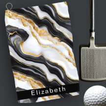 Moderne schwarze weiße goldene Marmor-Personalisie