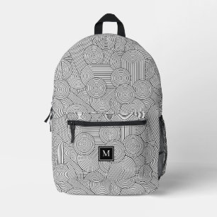 Moderne schwarze weiße monogrammierte Initiale im Bedruckter Rucksack