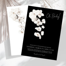 Moderne schwarze weiße Orchidee Oh Baby Shower