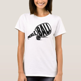 Moderne schwarze weiße Pickleball-Schläger T-Shirt
