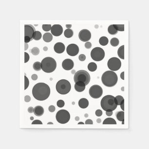 Moderne schwarze weiße Polka-Punkte-Blasen-Party Serviette