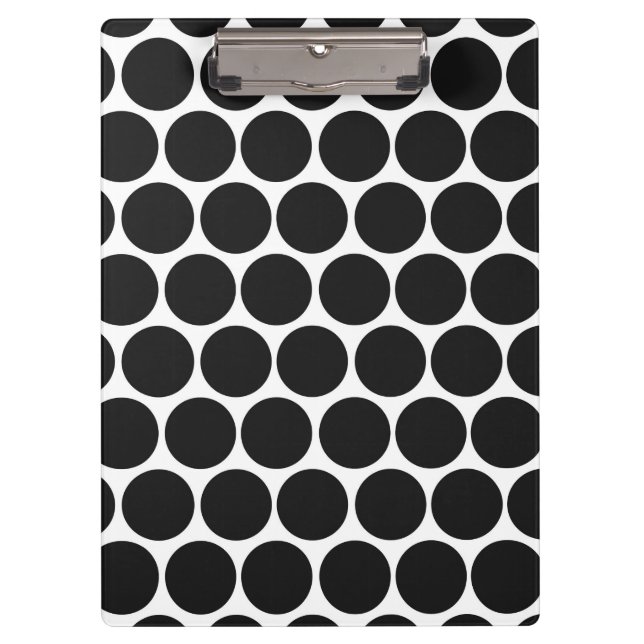 MODERNE SCHWARZE, WEISSE POLKA-PUNKTE KLEMMBRETT (Vorderseite)