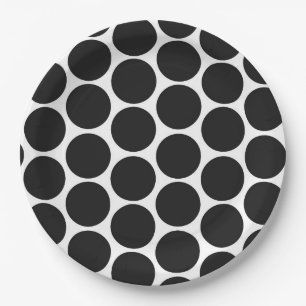 MODERNE SCHWARZE, WEISSE POLKA-PUNKTE PAPPTELLER