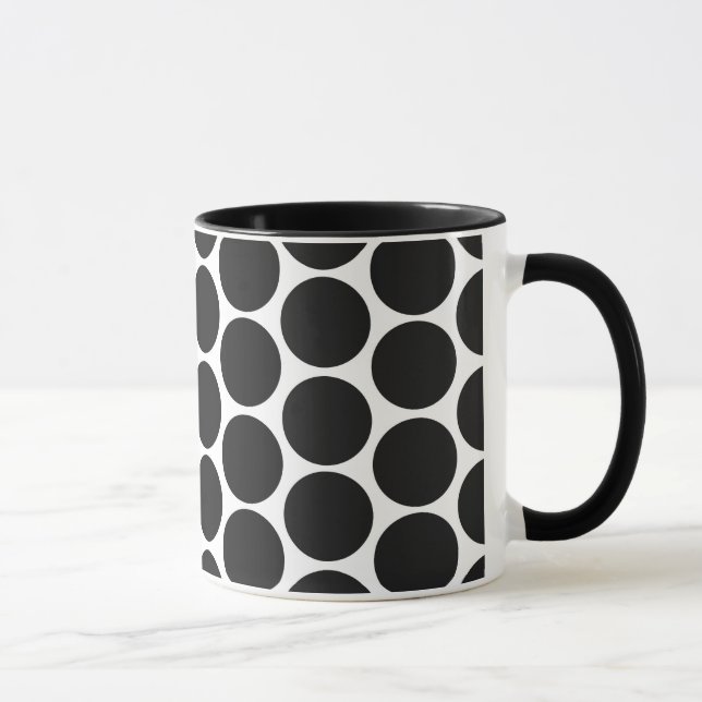 MODERNE SCHWARZE, WEISSE POLKA-PUNKTE TASSE (Rechts)