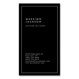 Moderne schwarze weiße Umrandung Trendy Magnetische Visitenkarte