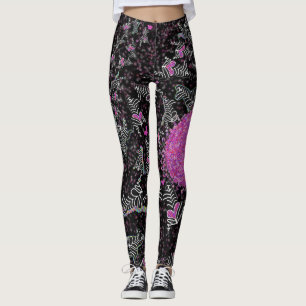 Moderne schwarze weiße und rosa Disco-Zebra Leggings