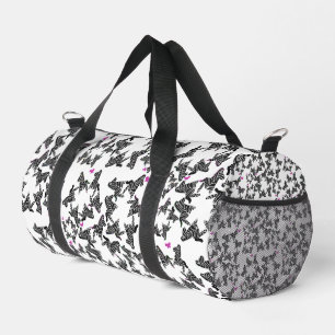 Moderne schwarze weiße und rosa wilde Zebra Duffle Bag