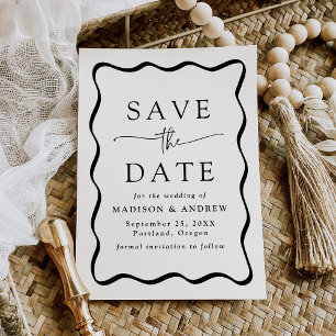 Moderne Schwarze Wellige Rahmen Hochzeit Save The Date