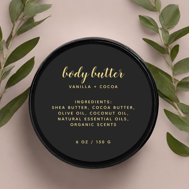 Moderne schwarze Zutaten Runder Aufkleber (Von Creator hochgeladen)