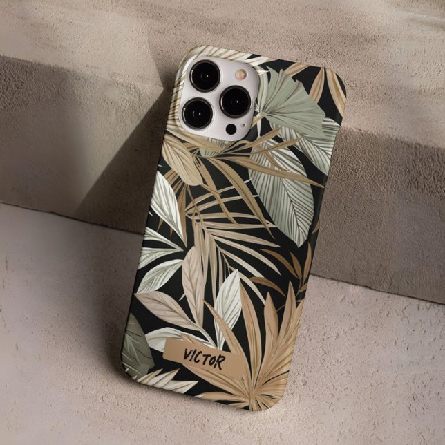 Moderne Schwarzweiß-Blätter Jungle Masculin Custom iPhone 16 Pro Hülle (Von Creator hochgeladen)